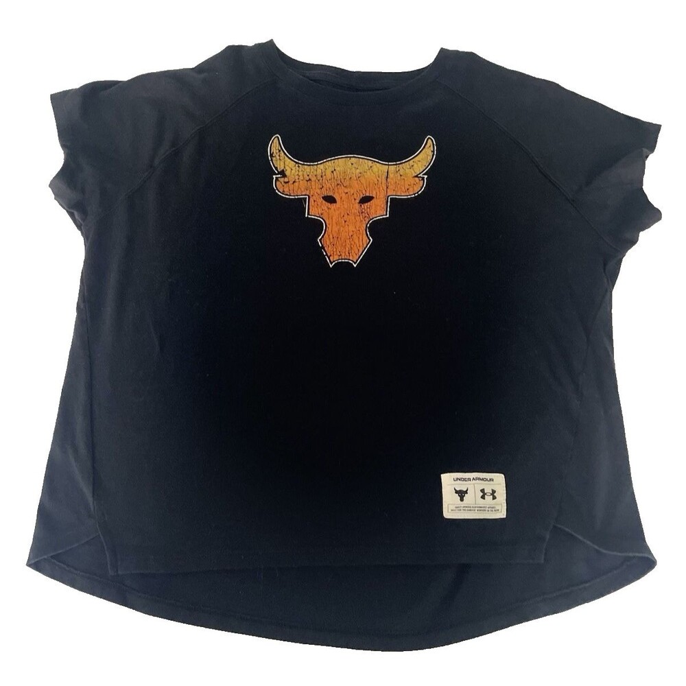 Women’s Under Armour Project Rock Short Sleeve T-shirt Black Iron Paradise-XS